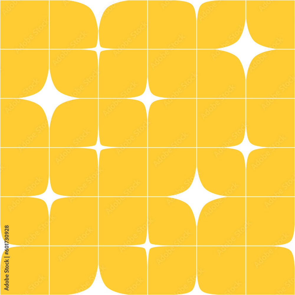 Poster Seamless Patterns with White Star Shapes on Yellow Background. Abstract Modearn Y2k Texture