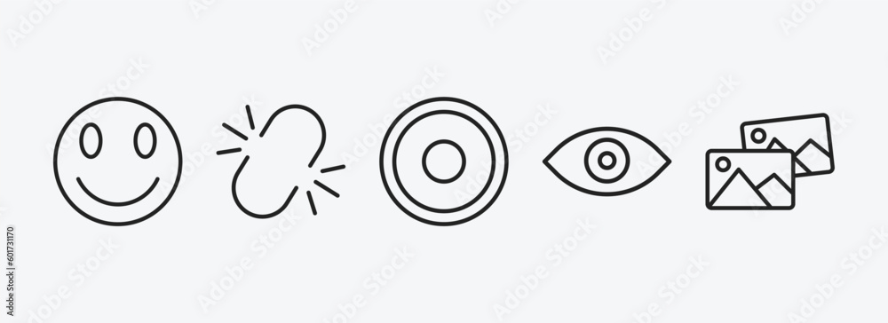 Poster user interface collection. outline icons set. user interface collection. icons such as smile smile, 