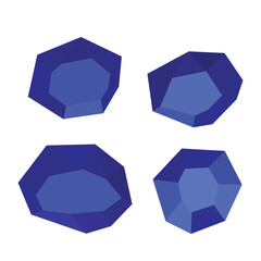 Cartoon stones. Rock stone isometric set. Blue boulders, natural building block shapes, wall stones. 3d flat isolated illustration. Vector collection