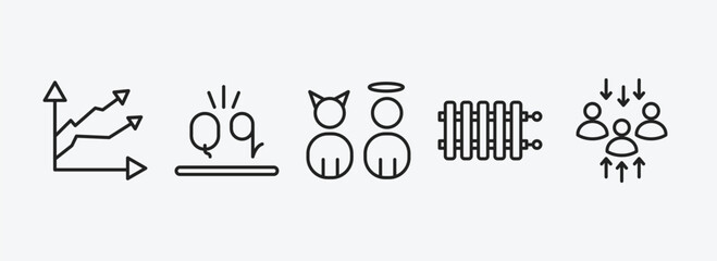 shapes outline icons set. shapes icons such as multiple line, letter glow effect, characters, radiators, assembly area vector. can be used web and mobile.