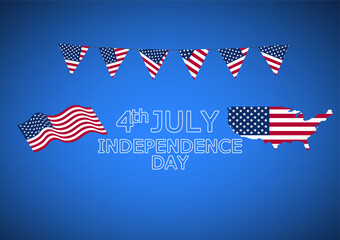 USA Flag with Text independence day vector illustration blue background