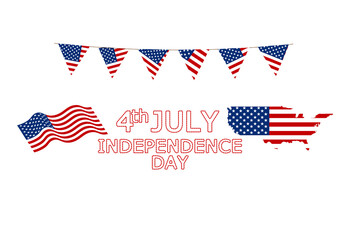 USA Flag with Text independence day illustration transparency