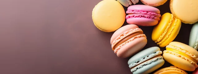Zelfklevend Fotobehang Tempting macarons to satisfy your sweet cravings. © Liana