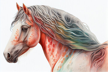 A charming illustration of a horse, generative ai