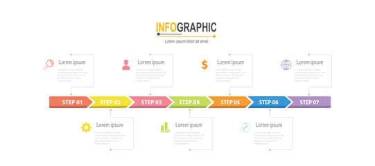 Infographic 7 steps template business data info chart illustration