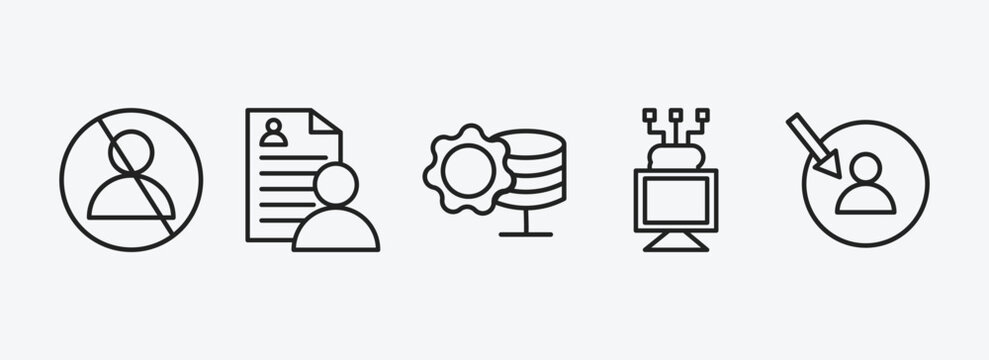 general outline icons set. general icons such as impeachment, hr policies, data engineering, edge computing, direct marketing vector. can be used web and mobile.