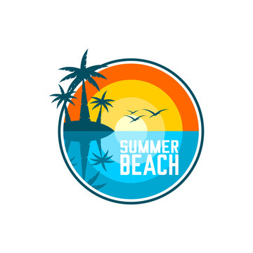 Vector Design Of A Beach Scene, Saying Summer Beach