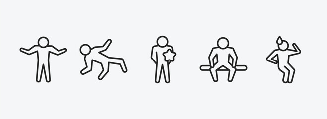 feelings outline icons set. feelings icons such as confident human, ecstatic human, better human, alone anxious vector. can be used web and mobile.