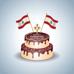 Lebanon National Day with a Cake .Vector Illustration