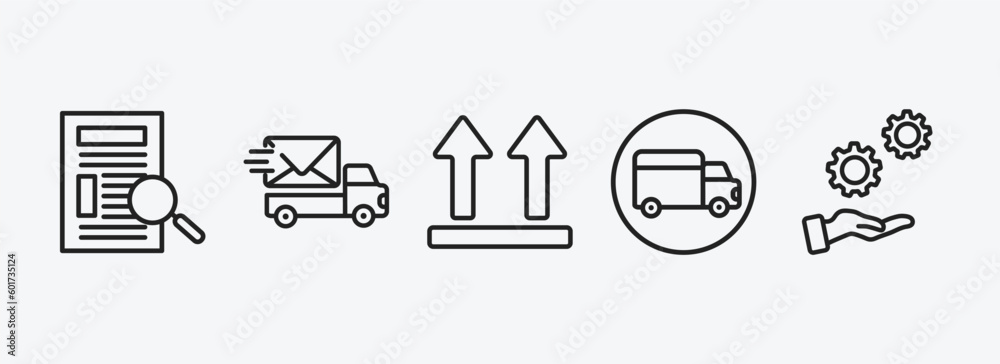 Wall mural delivery and logistic outline icons set. delivery and logistic icons such as waybill, express mail, 
