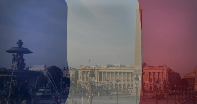 Animation of flag of france over place de la concorde