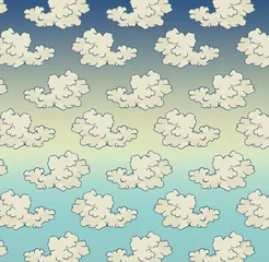 Meubelstickers Illustration  motif nuage japonais façon vague © MIZ' ART STUDIO