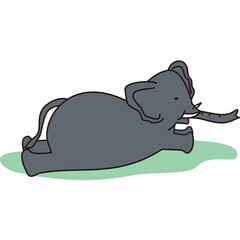 Elephant Laying Down on the Grass