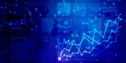 2d rendering Stock market online business concept. business Graph 
