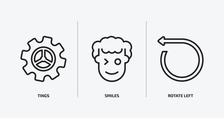 user interface outline icons set. user interface icons such as tings, smiles, rotate left vector. can be used web and mobile.