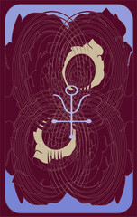 Tarot card back design. Alchemy symbol. Antimony. Reverse side