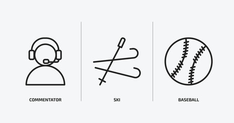 Fototapeta premium sport outline icons set. sport icons such as commentator, ski, baseball vector. can be used web and mobile.