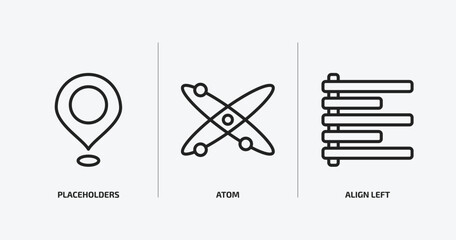 signs outline icons set. signs icons such as placeholders, atom, align left vector. can be used web and mobile.
