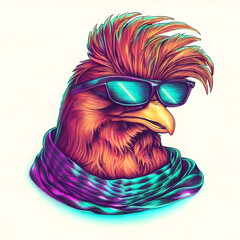 Obraz premium synthwave chicken with glasses pencil drawing Generative AI