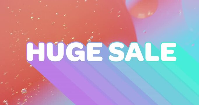 Animation of huge sale text over close up of liquid and baubles