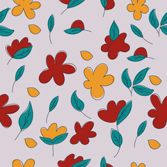 Seamless autumn leaves pattern. Pattern in flat style. Leaves in autumn colors. Background for your cards, illustrations, wallpaper, gift paper.