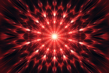 Lazer light fractals, red and white. AI generative