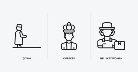 Fototapeta premium people outline icons set. people icons such as qiyam, empress, delivery woman vector. can be used web and mobile.
