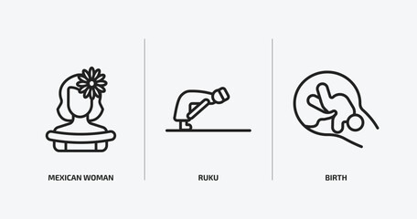 people outline icons set. people icons such as mexican woman, ruku, birth vector. can be used web and mobile.