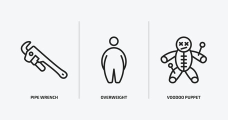 other outline icons set. other icons such as pipe wrench, overweight, voodoo puppet vector. can be used web and mobile.