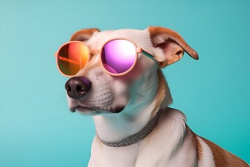 Fototapeta na wymiar dog wearing sunglasses