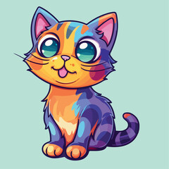 Cat Cute Chibi Kawai Funny Vector Illustration eps 10