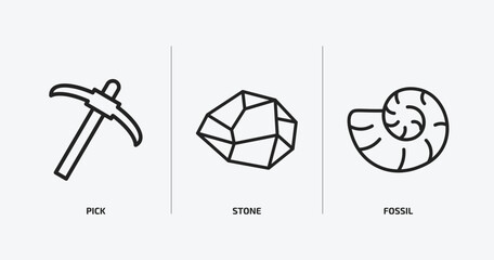 history outline icons set. history icons such as pick, stone, fossil vector. can be used web and mobile. © Farahim