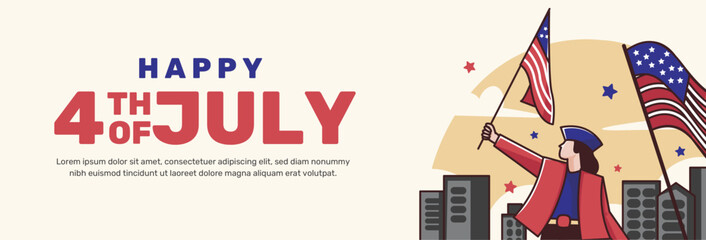 Free vector hand drawn 4th of july banners - obrazy, fototapety, plakaty