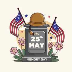 Free vector flat usa memorial day illustration