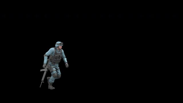 SWAT police officer dance - 3d render looped with alpha channel.