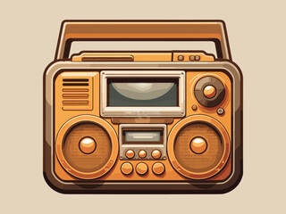 Engraving retro vintage woodcut modern style music audio boombox speaker for cassettes types. Can be used like logo or icon. Graphic Art Vector