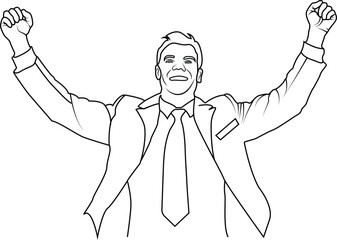 Line Drawing of Young Happy Businessman illustration 