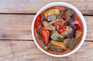 Summer vegetables ragu, saute, casserole dish