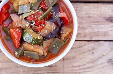 Summer vegetables ragu, saute, casserole dish