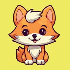 Cute FOX drawing kawaii Funny Vector Illustration eps 10