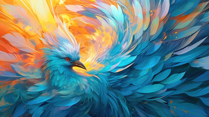 Obraz premium Abstract colorful background of lush feathers. Generative AI