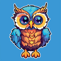 Cute Owl drawing kawaii Funny Vector Illustration eps 10