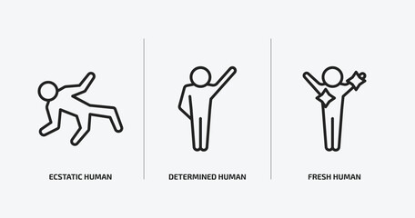 feelings outline icons set. feelings icons such as ecstatic human, determined human, fresh human vector. can be used web and mobile.