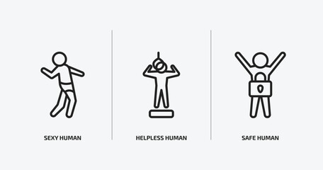 feelings outline icons set. feelings icons such as sexy human, helpless human, safe human vector. can be used web and mobile.