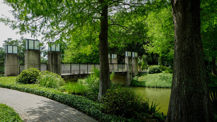Bridges at the sculpture garden in New Orleans