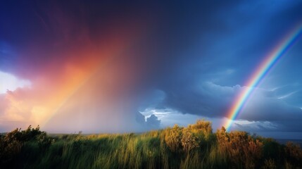 A rainbow in a beautiful sky