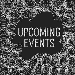 Upcoming Events Black White Circular Scribble Text 