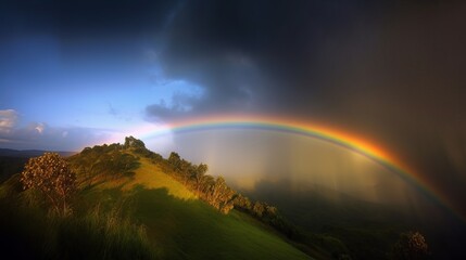 Fototapeta na wymiar A rainbow in a beautiful sky