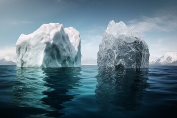 Fototapeta na wymiar Icebergs in both air and water. Generative AI