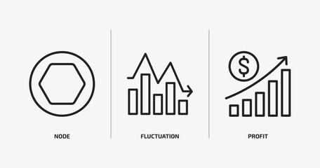 cryptocurrency outline icons set. cryptocurrency icons such as node, fluctuation, profit vector. can be used web and mobile.